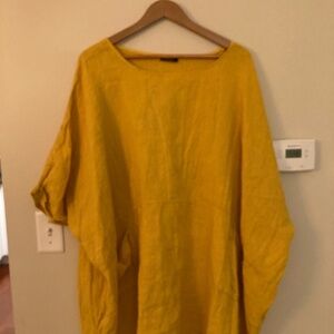 100% Linen yellow dress tunic OSFM